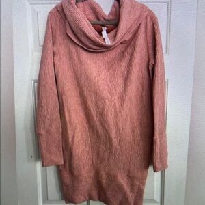 Lululemon Dress Sz S Along The Way Cowl Neck Long Sleeves Heathered Copper Clay